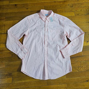 J McLaughlin Men's Striped Button Up Shirt Pink Large